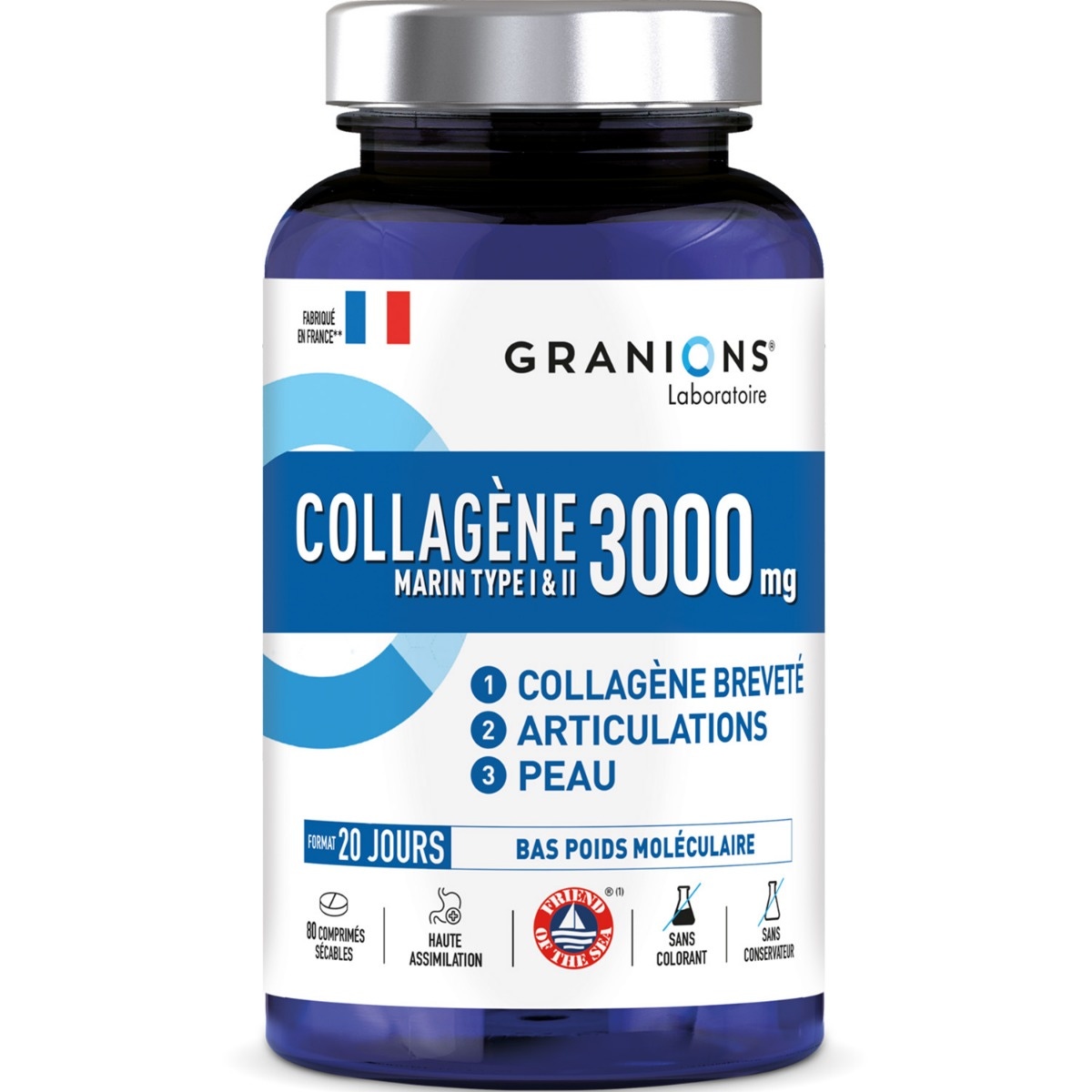 Collagène marin en comprimés de type 1 & 2 3000mg