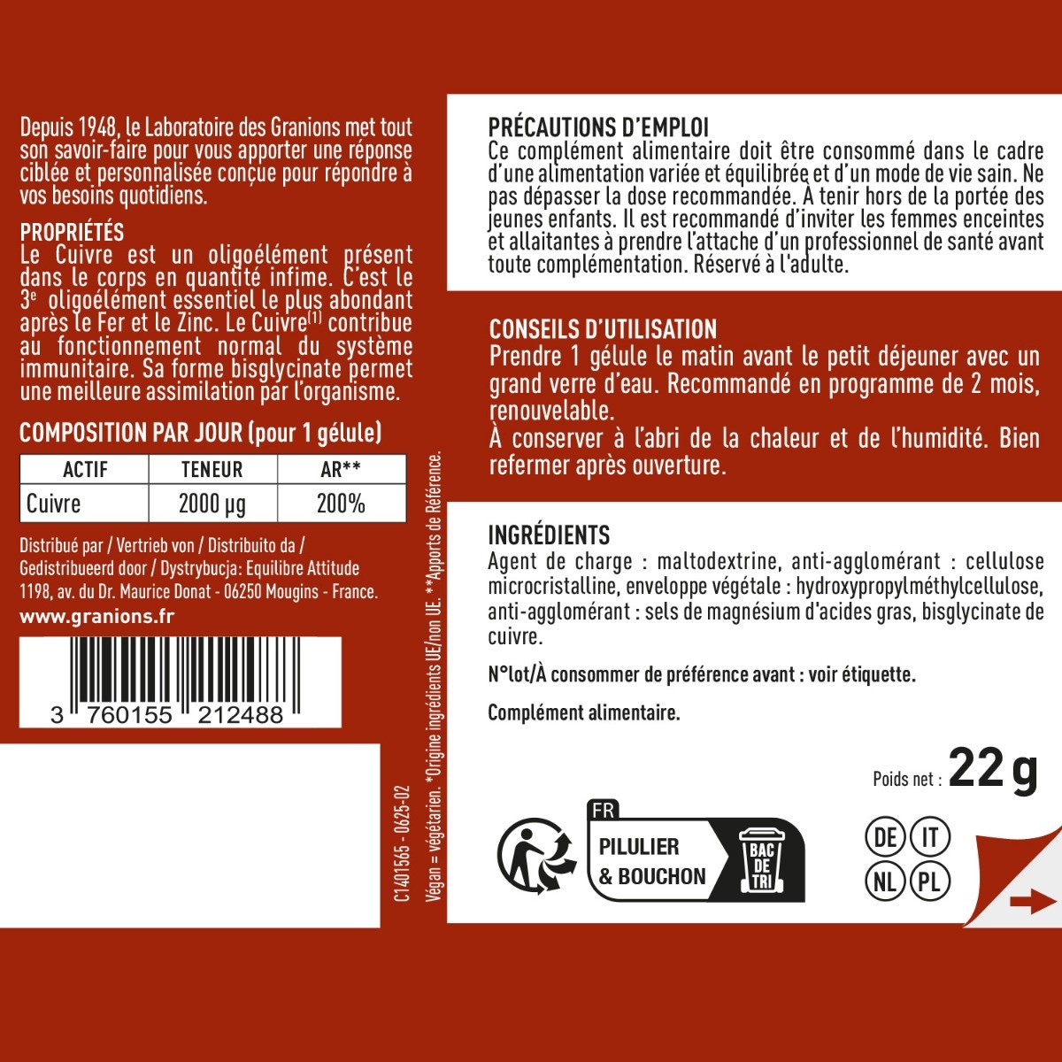Cuivre bisglycinate 2000µg