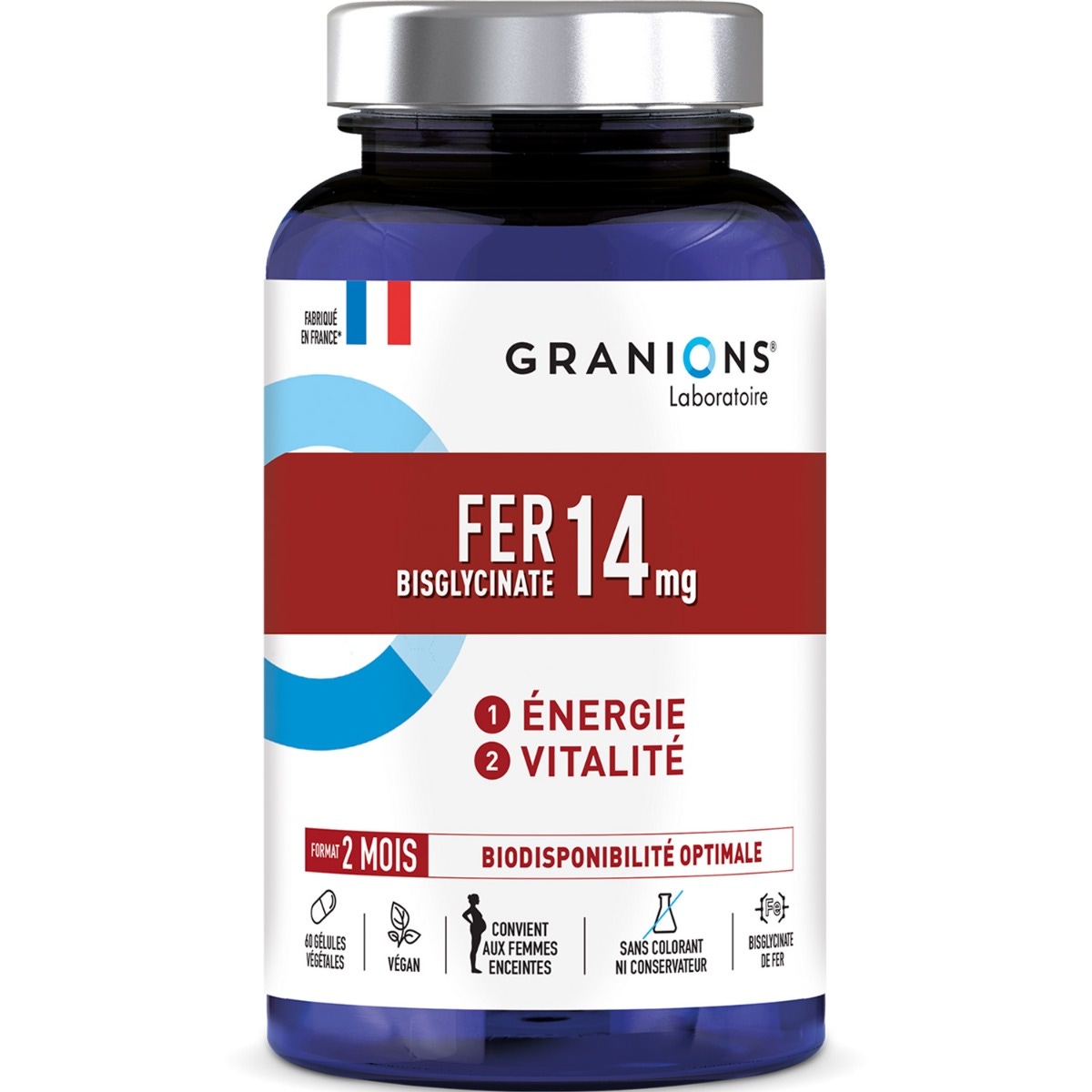 GRANIONS - Fer Bisglycinate - Format 2 mois