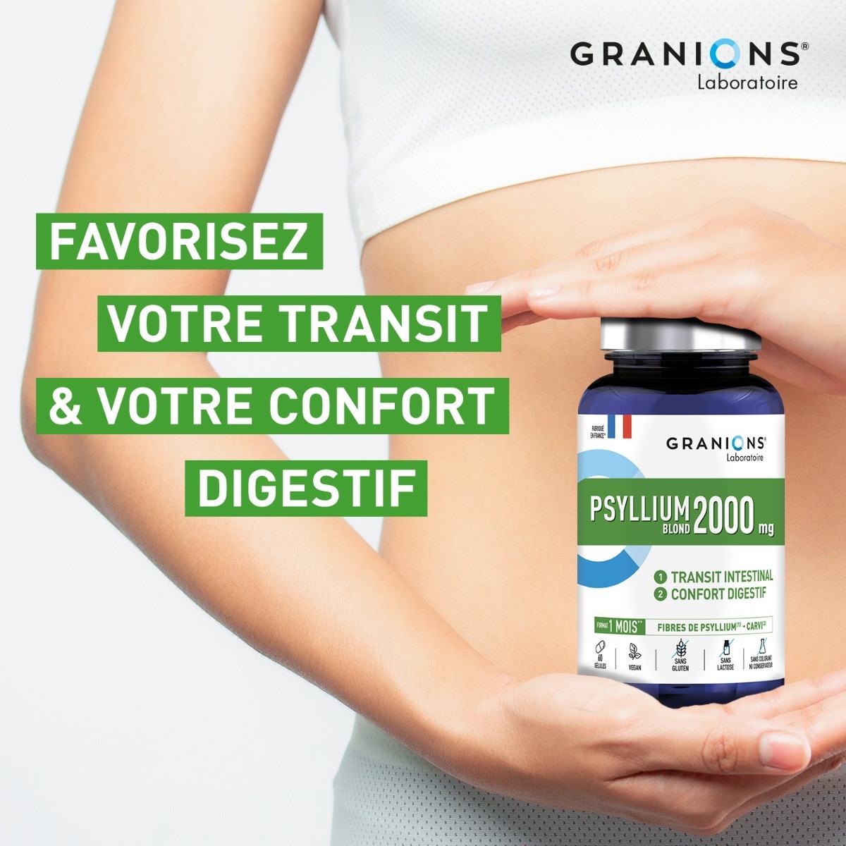 Psyllium blond GRANIONS 2000mg avec Magnésium + Pruneau + Mauve