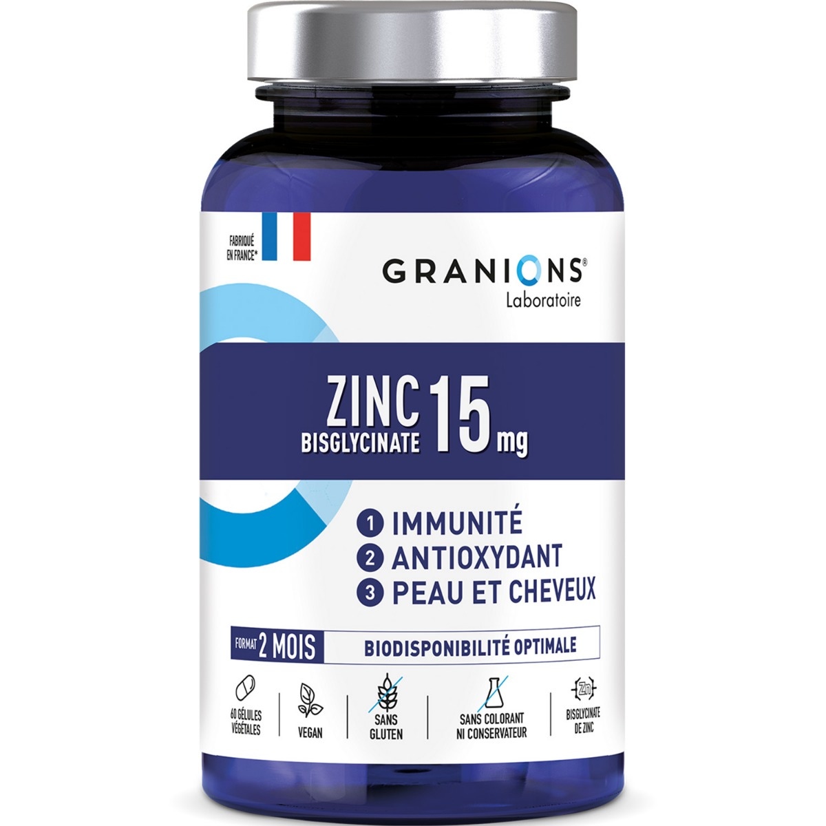 Zinc GRANIONS Bisglycinate 15mg - 60 gélules