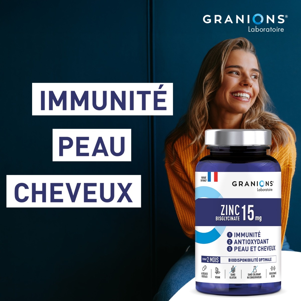 Pilulier zinc bisglycinate 15 mg Granions 