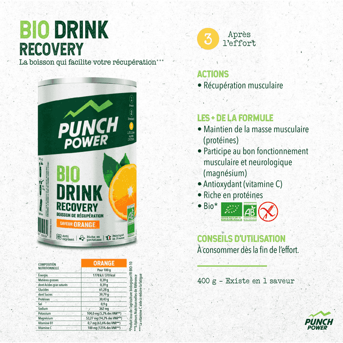 Punch Power Biodrink Recovery - Orange - 400 g
