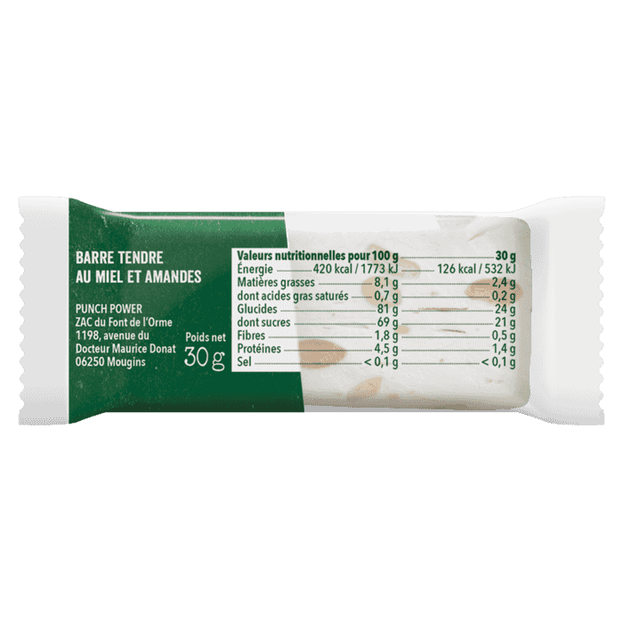 Punch Power Bionougat - Barre énergétique - Miel Amandes