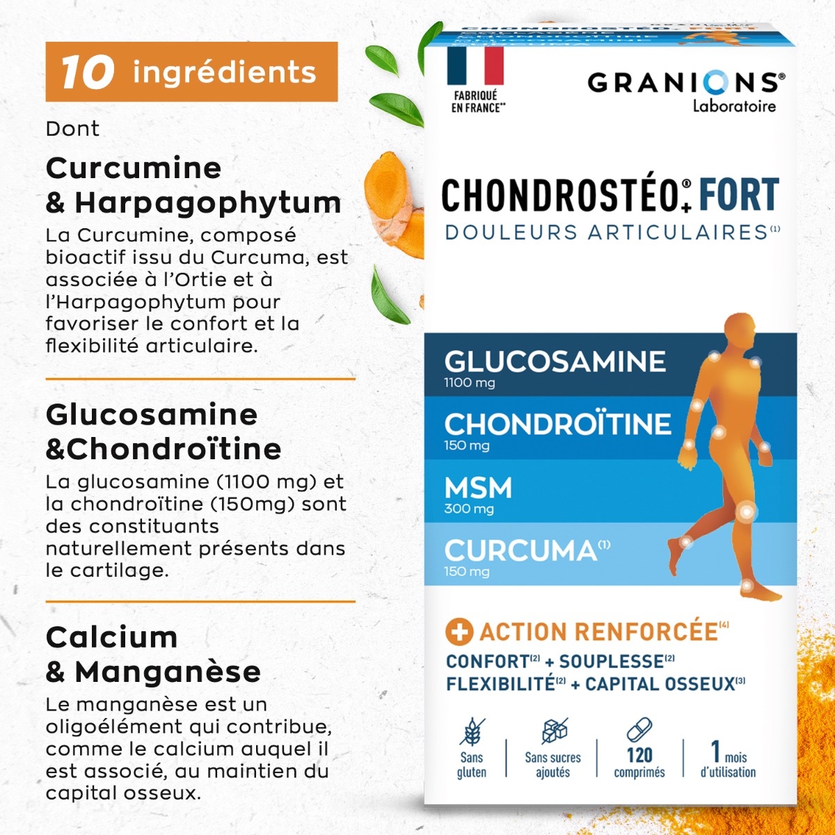 Chondrostéo Fort 120 comprimés - Aide au confort et à la flexibilité des articulations.