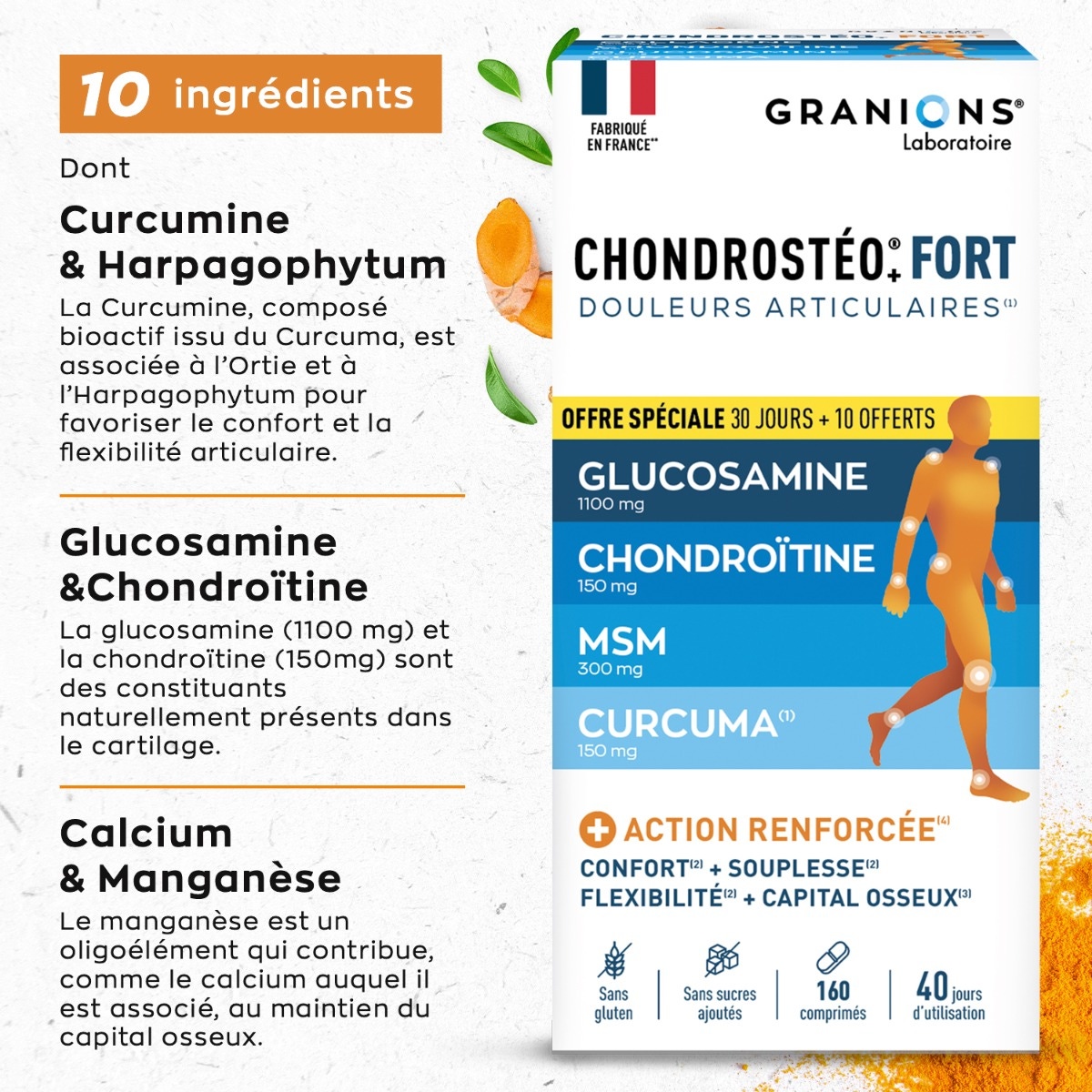 Chondrostéo Fort 160 comprimés - Régénération du cartilage - Offre spéciale 10 jours offerts