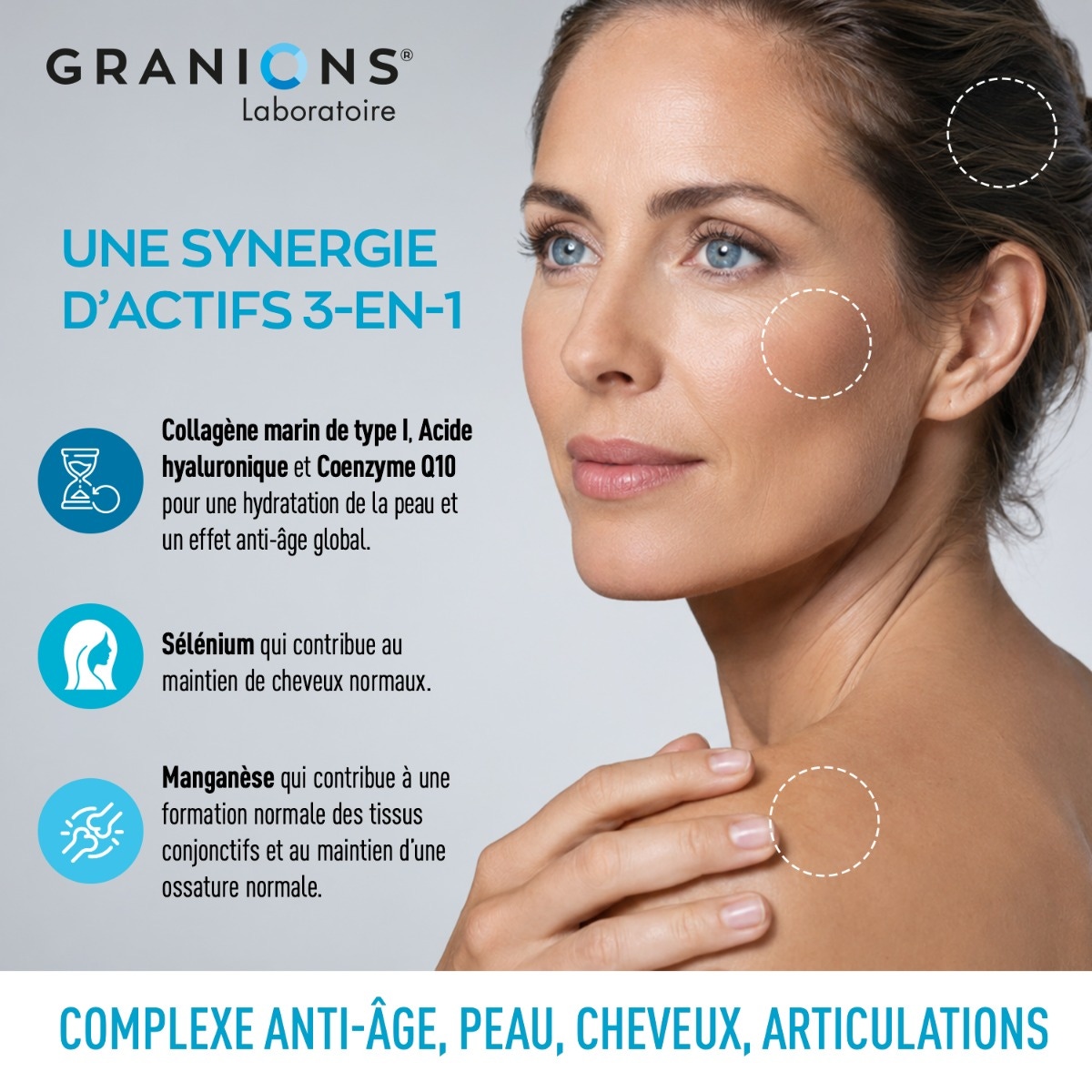 GRANIONS - Complexe Collagène, Acide Hyaluronique & Coenzyme Q10 - 60 comprimés