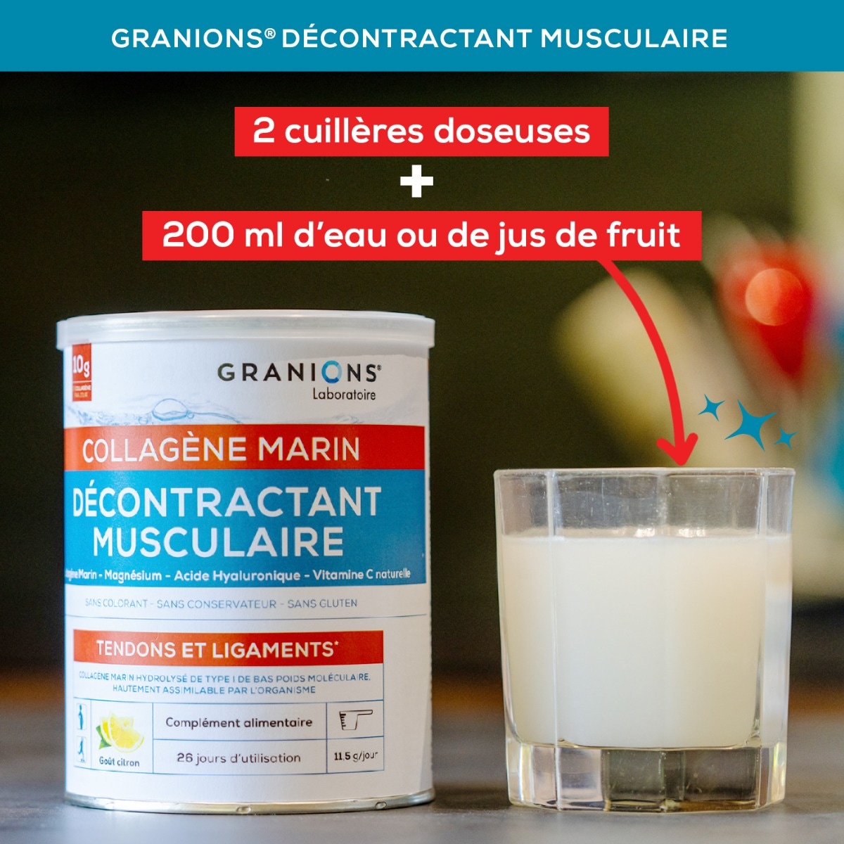 Décontractant Musculaire - Collagène Marin Poudre - 300 g - Saveur Citron