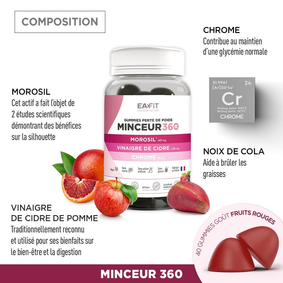 MINCEUR 360 GUMMIES MOROSIL VINAIGRE DE CIDRE DE POMME