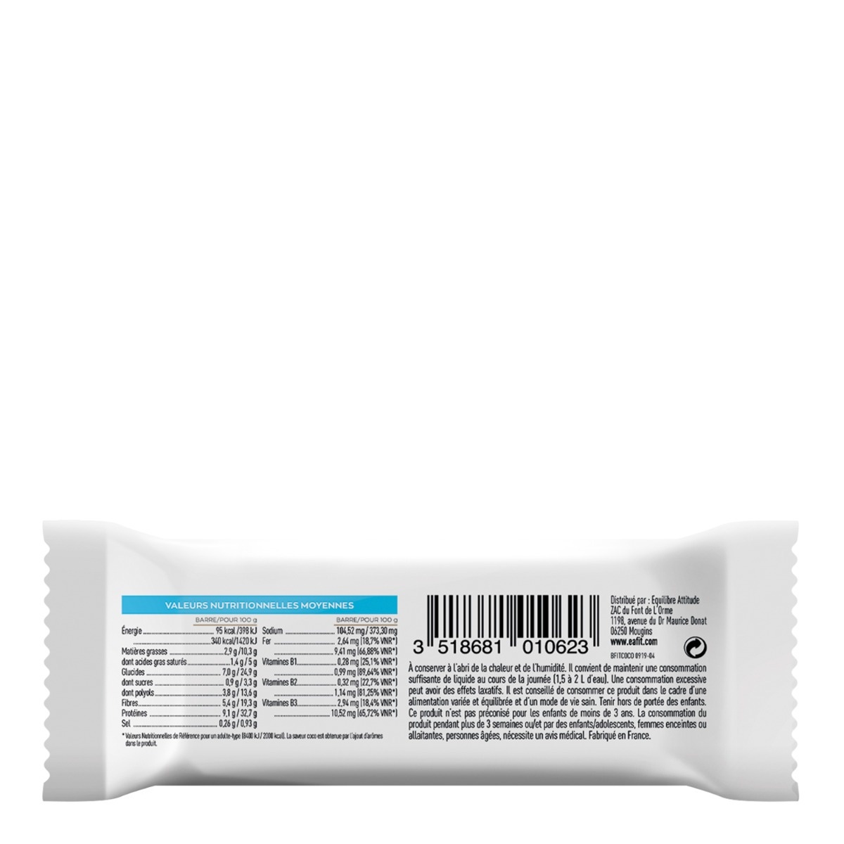 EAFIT Barre fit saveur noix de coco dos
