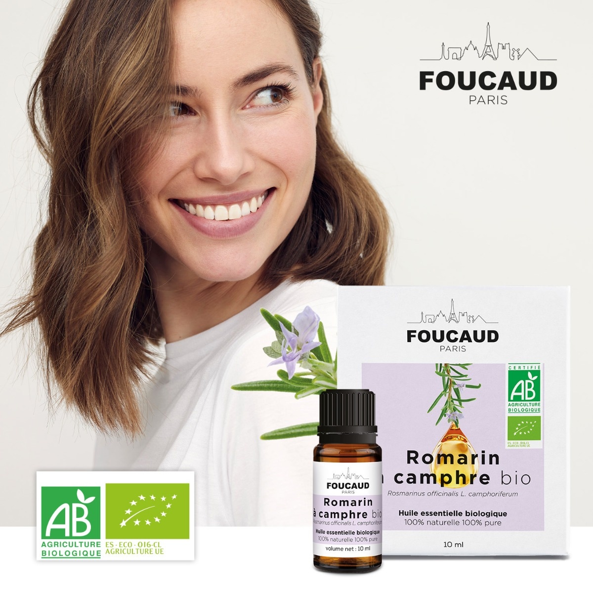 Foucaud - Huile essentielle - Romarin à Camphre bio (Rosmarinus officinalis L camphoriferum) | 100% naturelle et 100% pure 