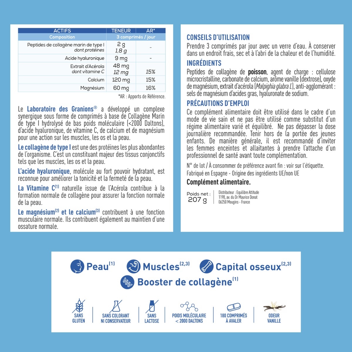 Granions Collagène Comprimés Vanille composition