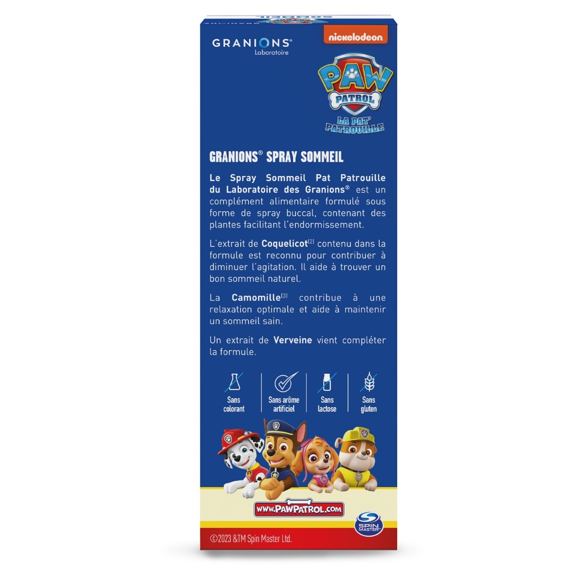 Spray sommeil Pat'Patrouille dos