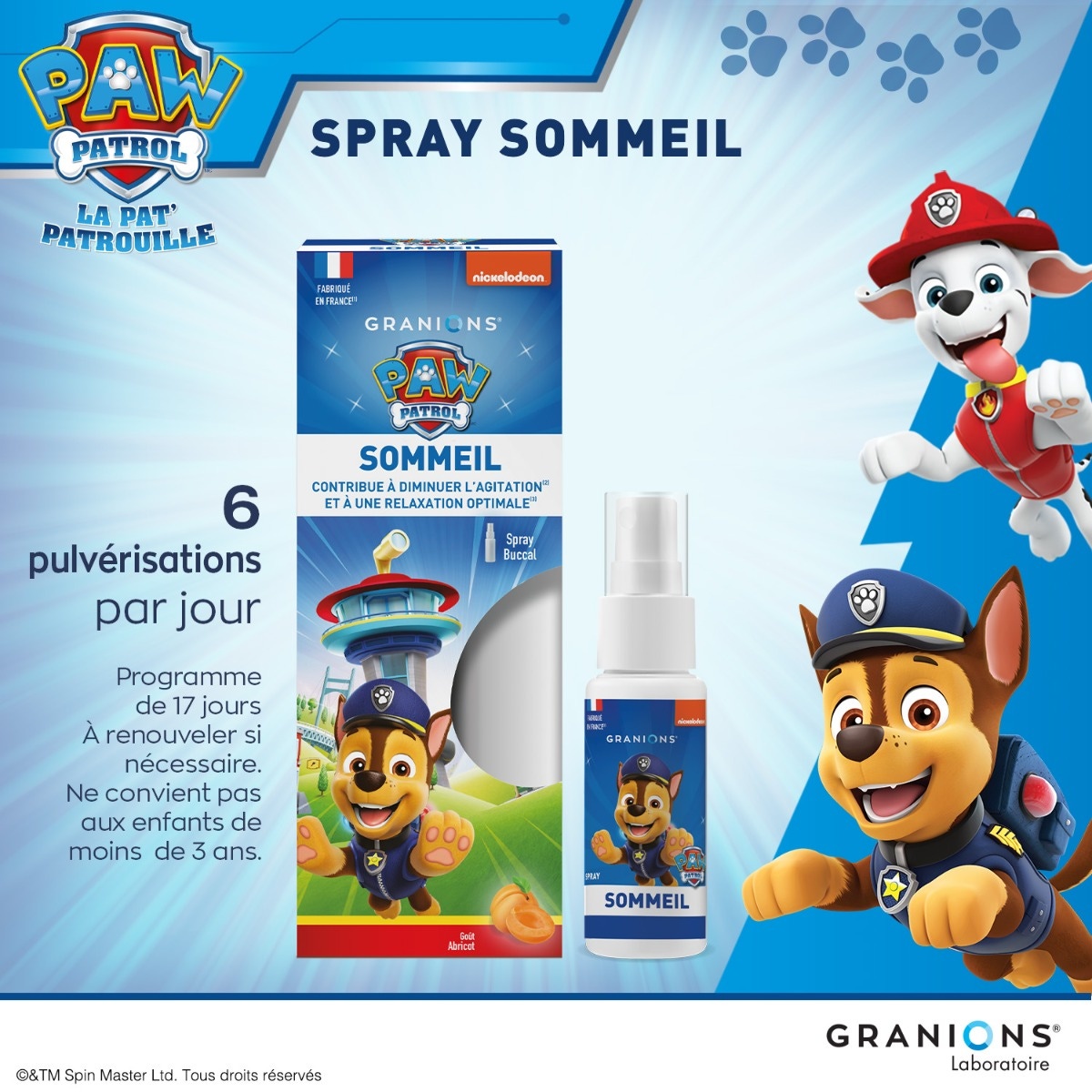 Spray sommeil Pat'Patrouille utilisation