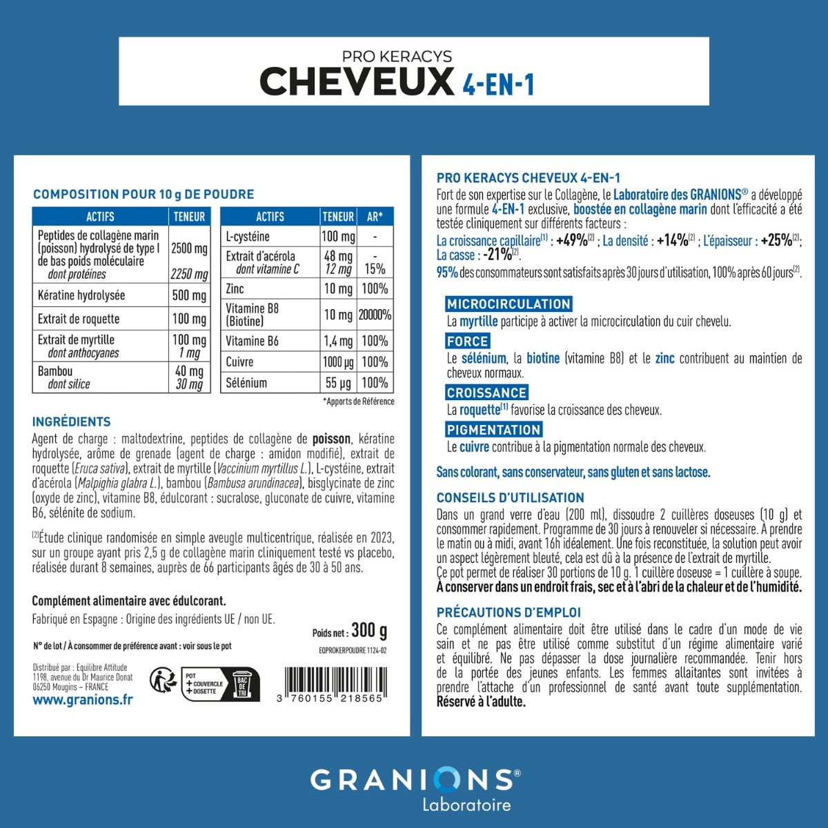 PROKERACYS Cheveux 4-EN-1 Poudre