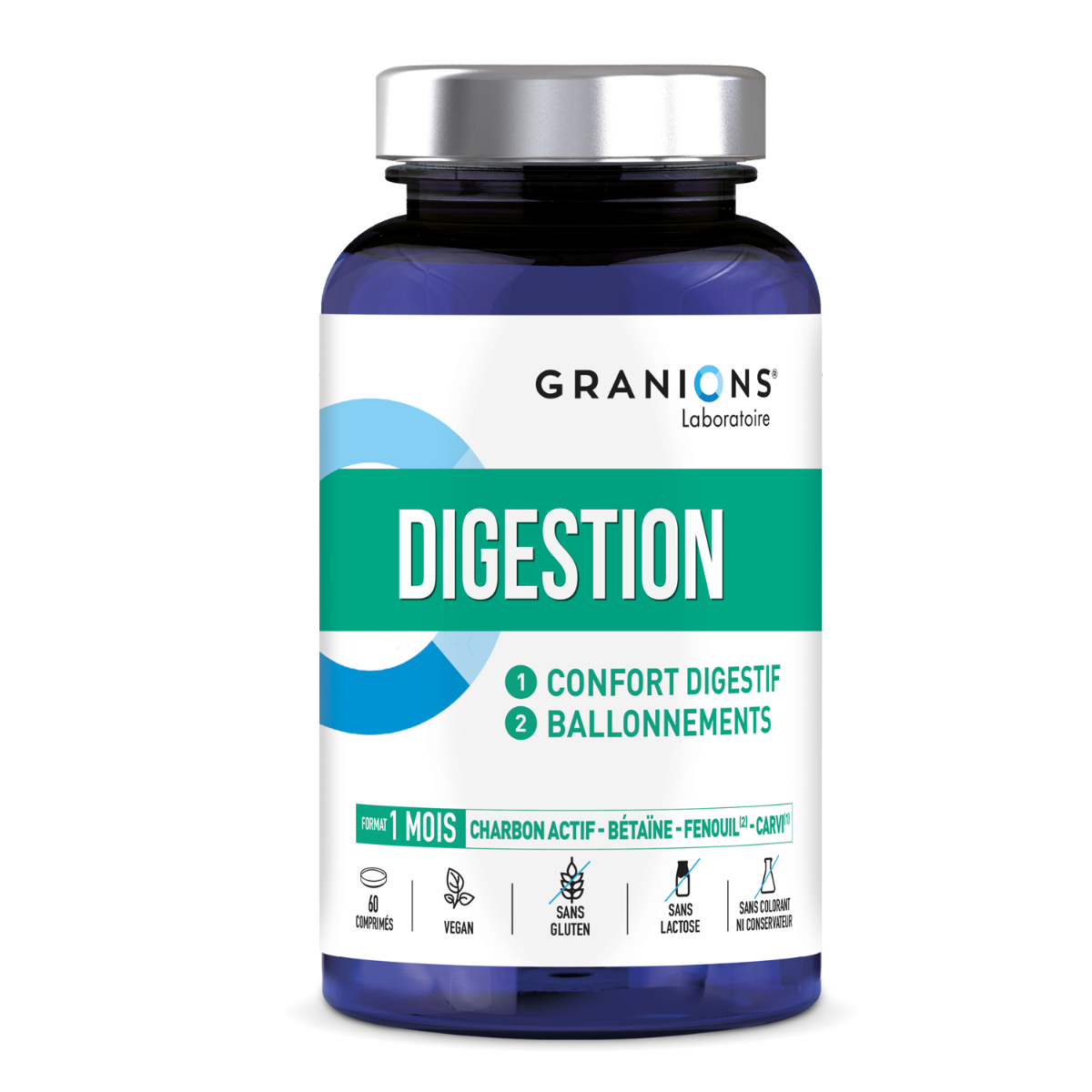 Complément alimentaire digestion, avec charbon actif végétal, Bétaïne, Fenouil, Carvi