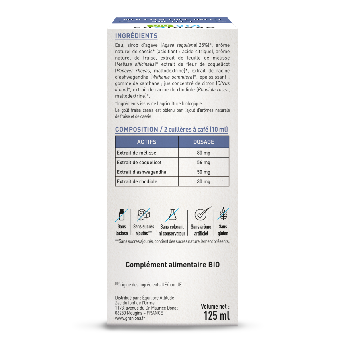 bio kid calme concentration - dos