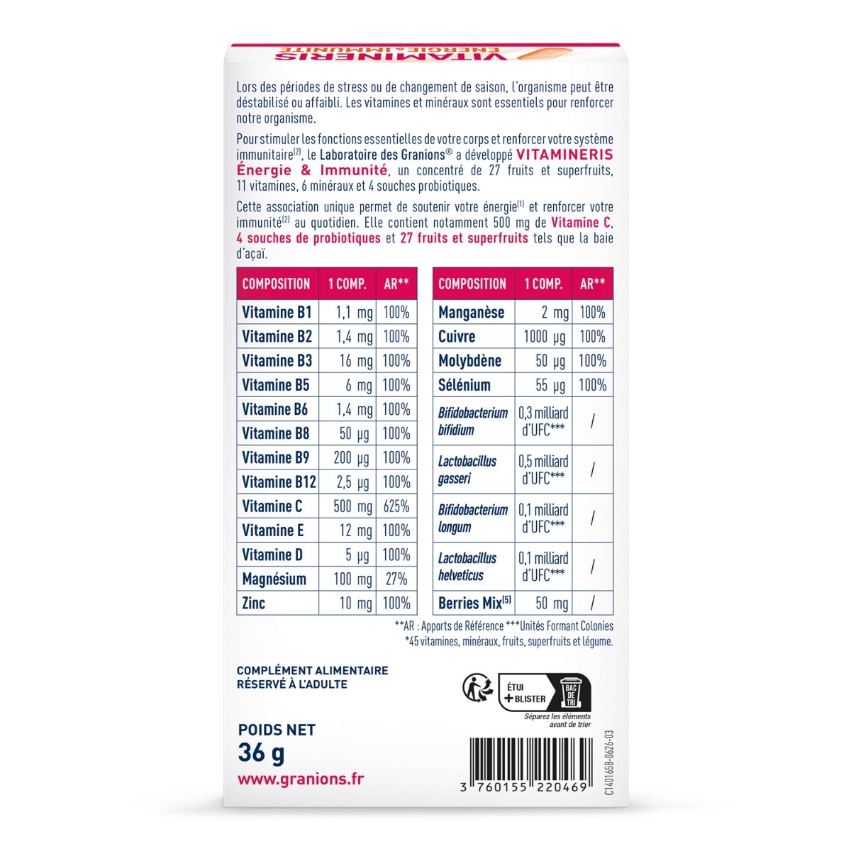 Granions - Vitamineris Energie & Immunité