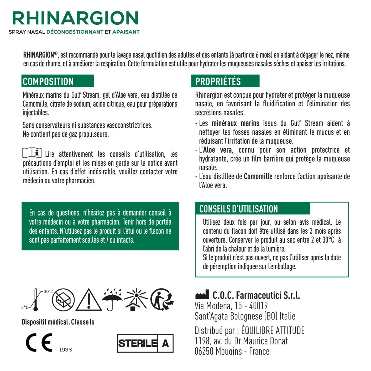 GRANIONS Rhinargion - Spray nasal décongestionnant et apaisant
