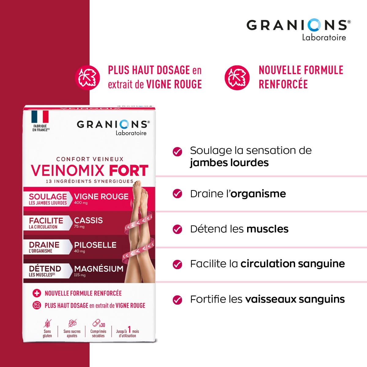 Granions - VEINOMIX FORT - Bénéfices